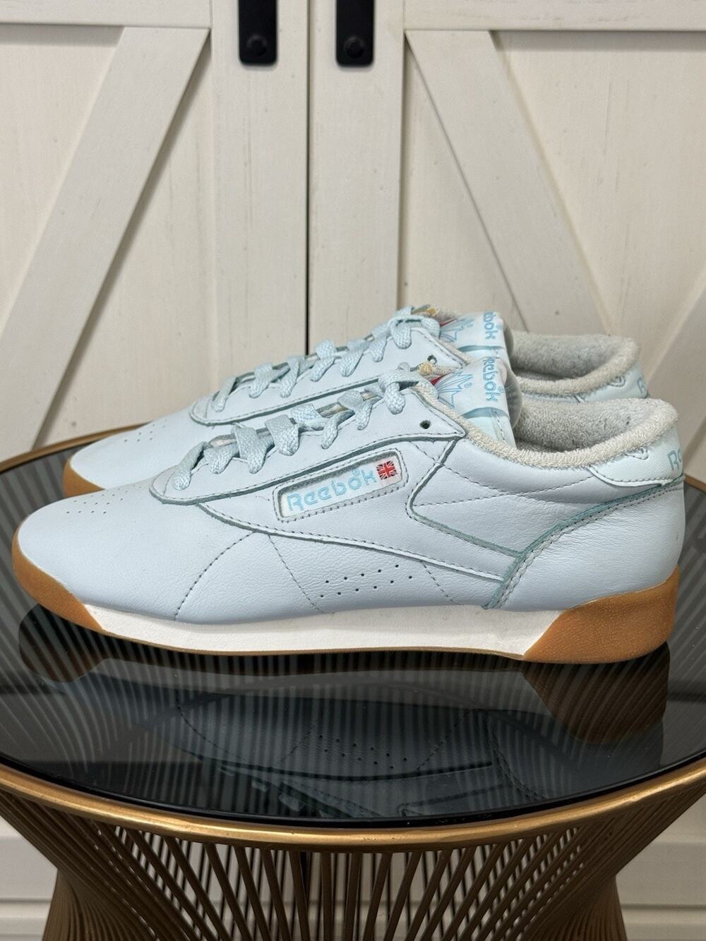 Reebok Freestyle Low 54-11 40th Anniversary Light Blue Leather Shoes Women’s 7